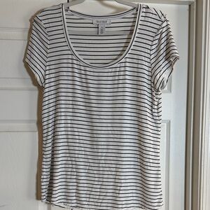 White House Black and White Striped Short Sleeve Tee